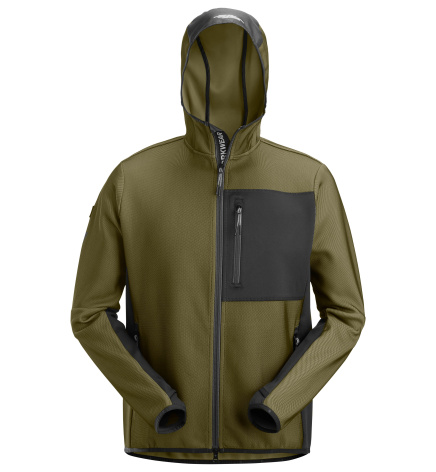 Mikina FlexiWork na zip s kapucí khaki