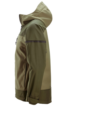 Softshellová bunda AllroundWork Stretch s kapucí khaki
