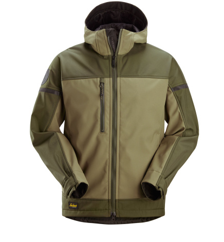 Softshellová bunda AllroundWork Stretch s kapucí khaki