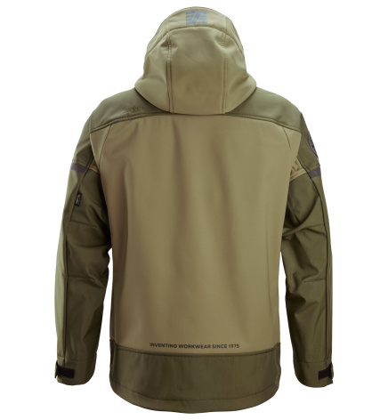 Softshellová bunda AllroundWork Stretch s kapucí khaki