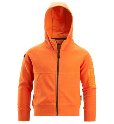 Mikina na zip s kapucí dětská oranžová