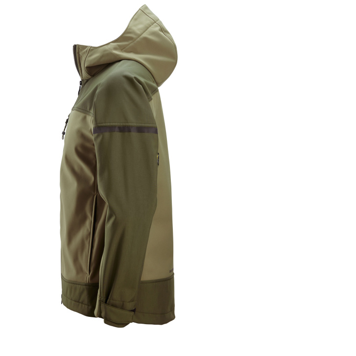 Softshellová bunda AllroundWork Stretch s kapucí khaki
