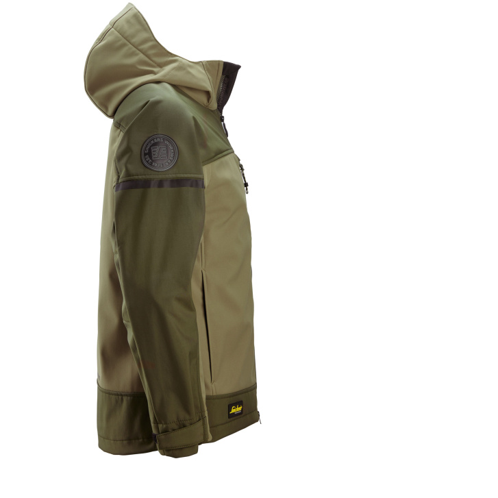 Softshellová bunda AllroundWork Stretch s kapucí khaki