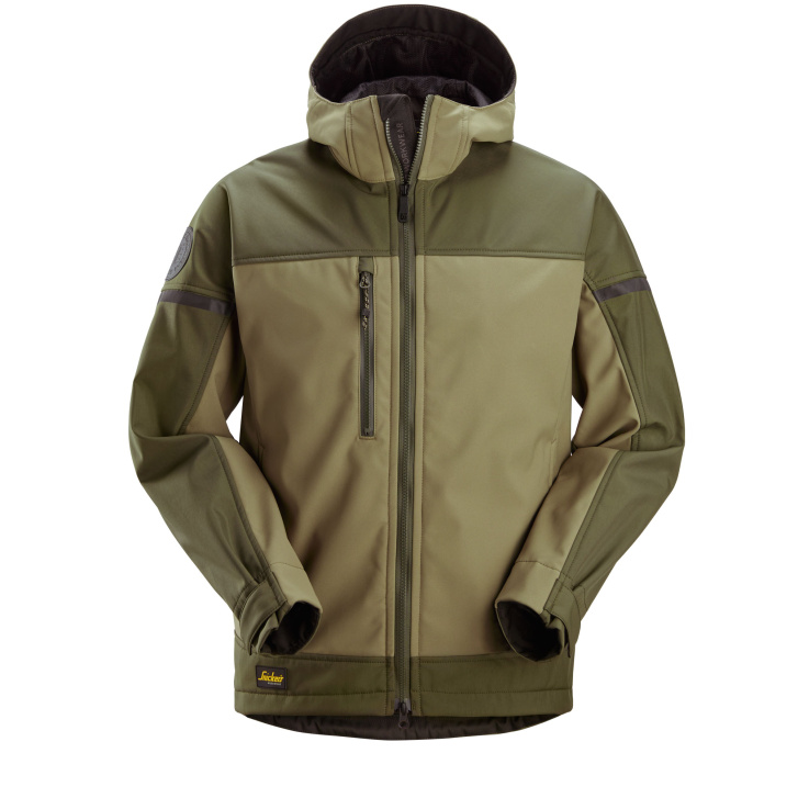 Softshellová bunda AllroundWork Stretch s kapucí khaki