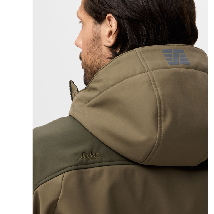Softshellová bunda AllroundWork Stretch s kapucí khaki