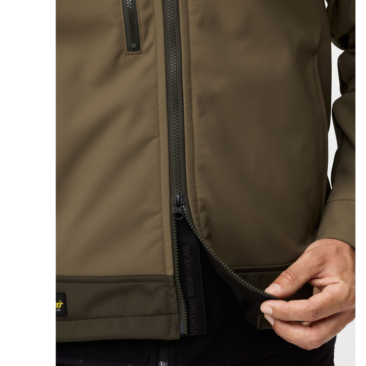 Softshellová bunda AllroundWork Stretch s kapucí khaki