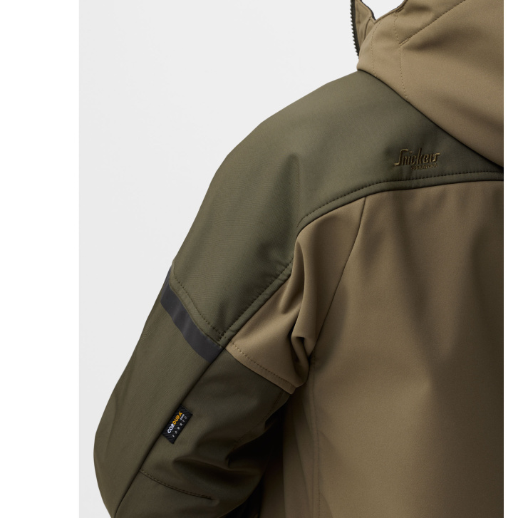Softshellová bunda AllroundWork Stretch s kapucí khaki