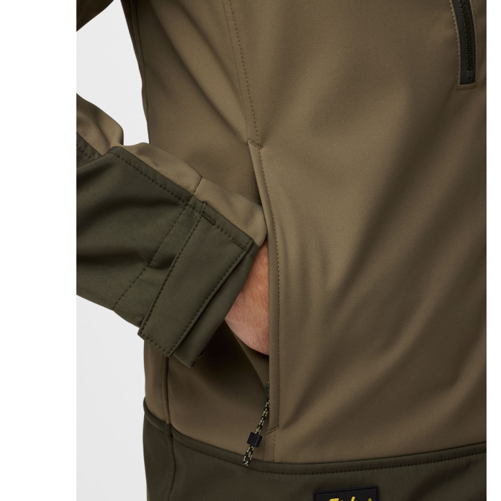 Softshellová bunda AllroundWork Stretch s kapucí khaki