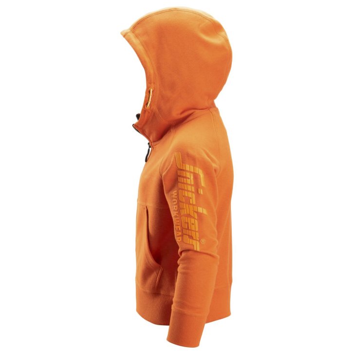 Mikina na zip s kapucí dětská oranžová