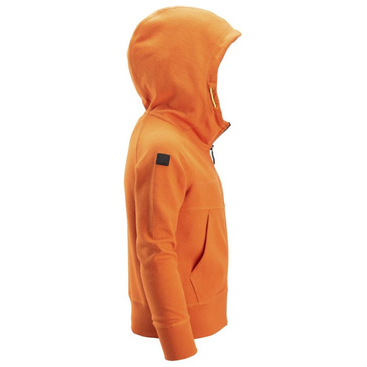 Mikina na zip s kapucí dětská oranžová
