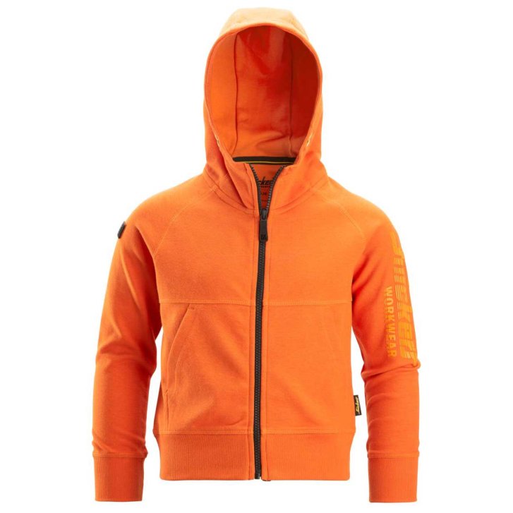 Mikina na zip s kapucí dětská oranžová